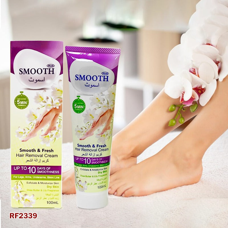 Smooth And Fresh Sensitive Hair Removal Cream For Women | Natural Painless Removal For All Skin Types 100ML