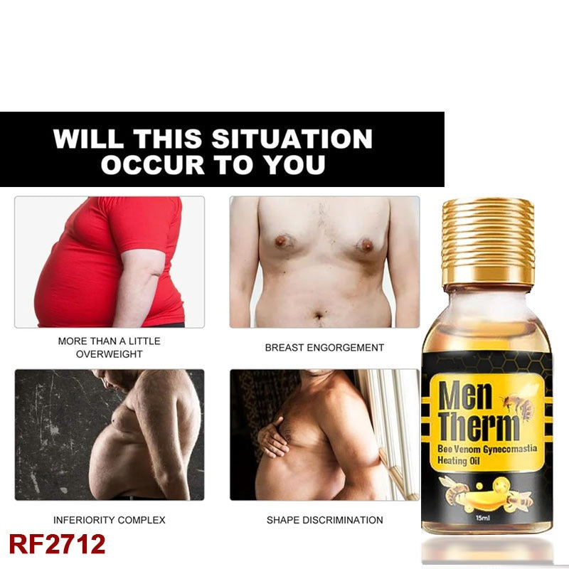 Men Therm Bee Venom Mentherm Bee Venom Gynecomastia Heated Oil, 15ml Mentherm Bee Venom Oil for Men, Mentherm Bee Venom Gel, Gynecomastia Firming Oil
