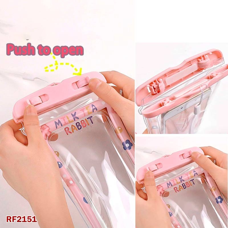 Mobile Phone Cute Cartoon Transparent Airbag Waterproof Bag - Quicksand Shockproof Swimming Hanging Bag
