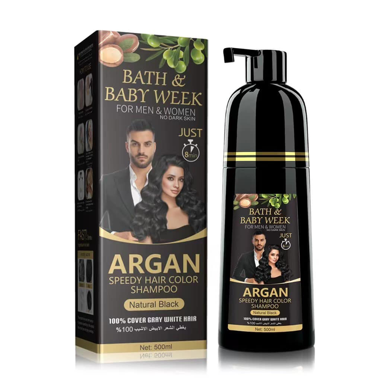Argan Hair Color Shampoo for Men and Women โ 500ML, Nourishing & Long-Lasting Hair Dye Solution