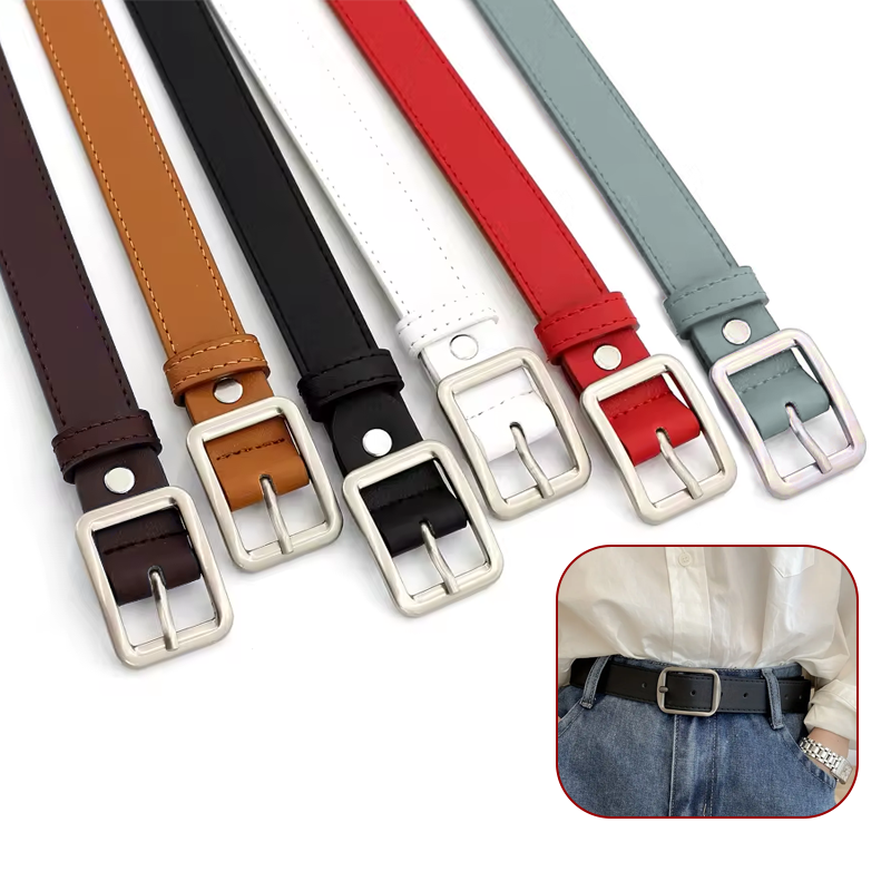 Plain Buckle Belt - Adjustable Faux Leather Waistband for Women