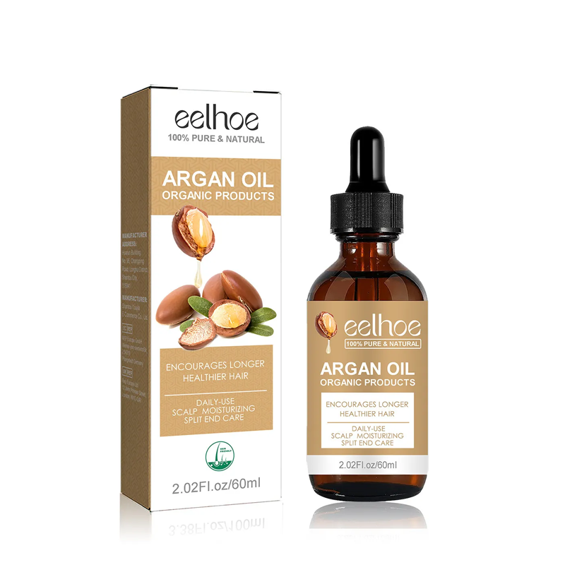 Argan Hair Oil โ Natural Nourishing Moroccan Argan Oil 60ml | Non-Greasy Oil Control, Hair Regrowth, Strengthening for Dry, Damaged Hair & Growth