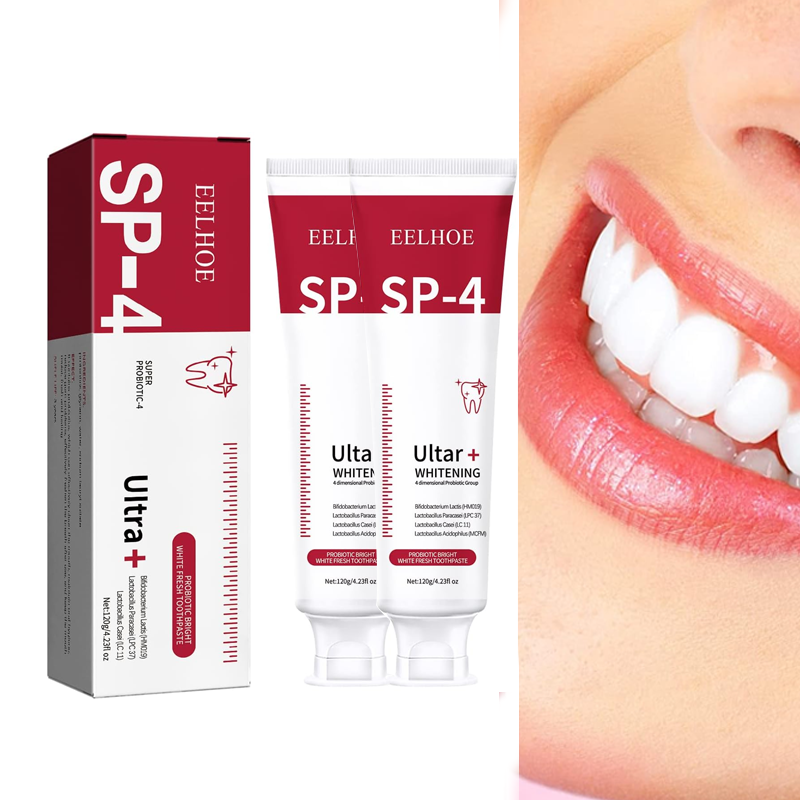 Yayashi Sp-4 Toothpaste, Sp-4 Probiotic Toothpaste, SP-4 Whitening Toothpaste, SP-4 Whitening and Stain-Removing Probiotic Toothpaste, Clean Teeth and Freshens Breath (2 Pieces)
