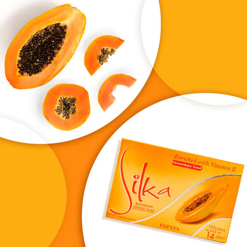 Silka Whitening Herbal Papaya Soap – 135g Natural Skin Brightening Formula
