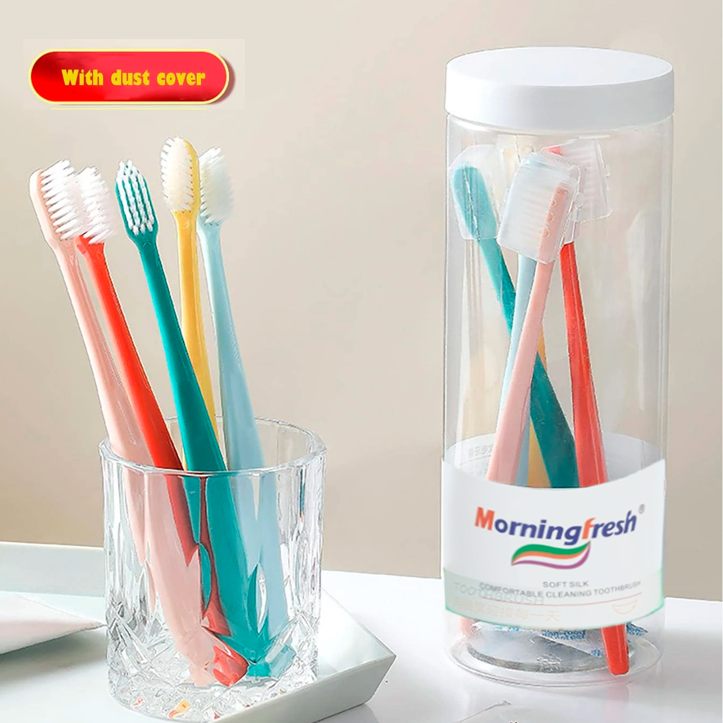 Morning Fresh Soft Silk TootSoft Rubber Handle Toothbrush Medium Nylon Bristles Eco-Friendly Home Use Adult Toothbrush Free Sample Available Small Cap Size 8PCS