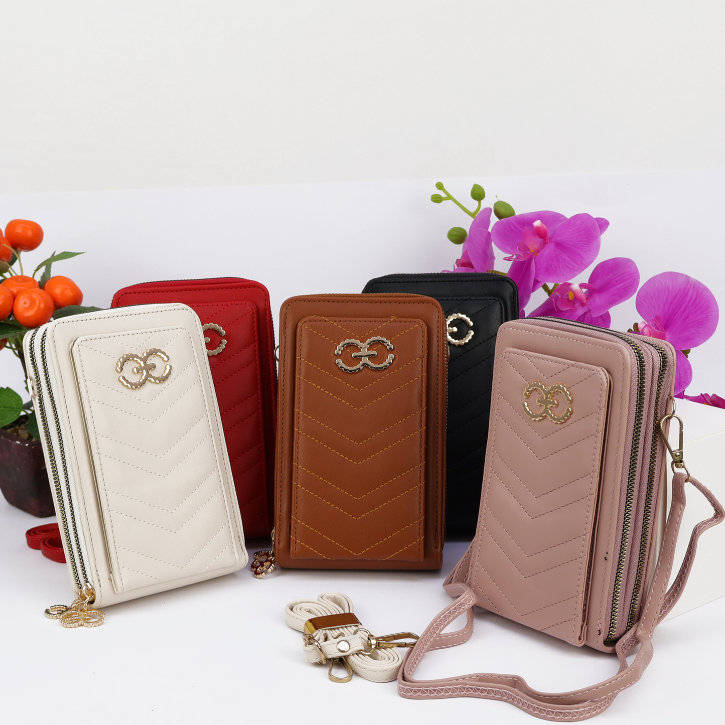 Small Crossbody Cell Phone Purse for Women | Mini Shoulder Handbag Wallet | Available in Beige, Dark Brown, Black, Pink, Red