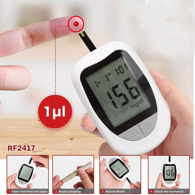 Blood Glucose Meter, Fast Result Large Screen Blood Sugar Meter, Accurate Professional Device for Elderly Home Kit with 50 Strips