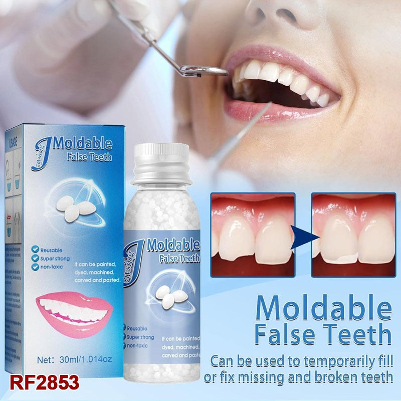 Tooth Repair Granules Temporary Tooth Repair Kit Fitting Beads Reusable, Moldable False Teeth, Moldable False Teeth Thermal Beads, Moldable False Teeth , Safety Filling Fix Glue Denture (30ML)