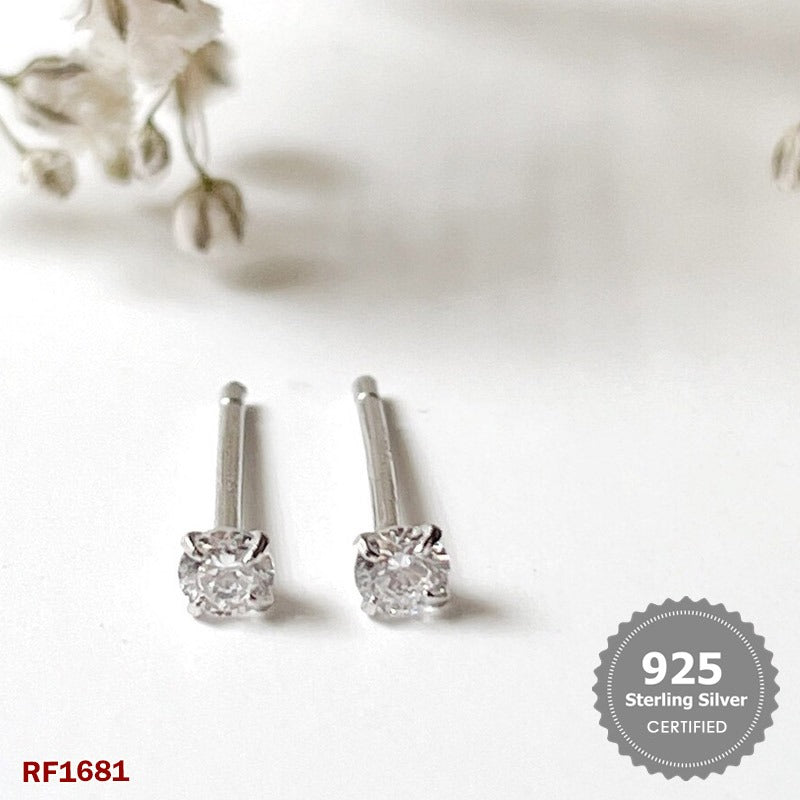 Sterling Silver Cubic Stud Earrings ā Round Jewelry for Women | Birthday, Anniversary, Sister, Girlfriend, or Diamond Gift for Her