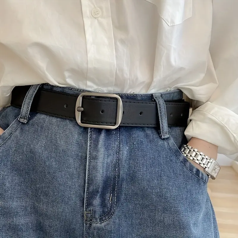 Plain Buckle Belt - Adjustable Faux Leather Waistband for Women