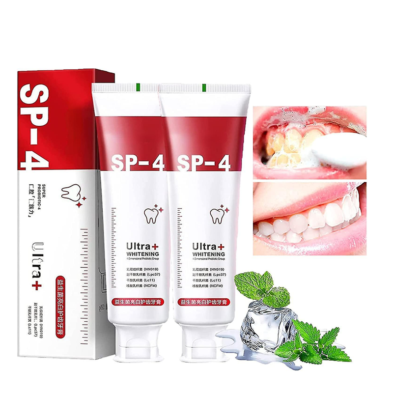 Yayashi Sp-4 Toothpaste, Sp-4 Probiotic Toothpaste, SP-4 Whitening Toothpaste, SP-4 Whitening and Stain-Removing Probiotic Toothpaste, Clean Teeth and Freshens Breath (2 Pieces)