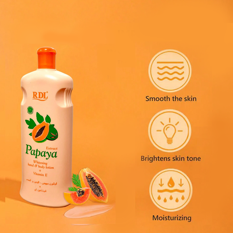 Original RDL Whitening Lotion for Hands and Body with Papaya Extract 200 ml - with VITAMIN E