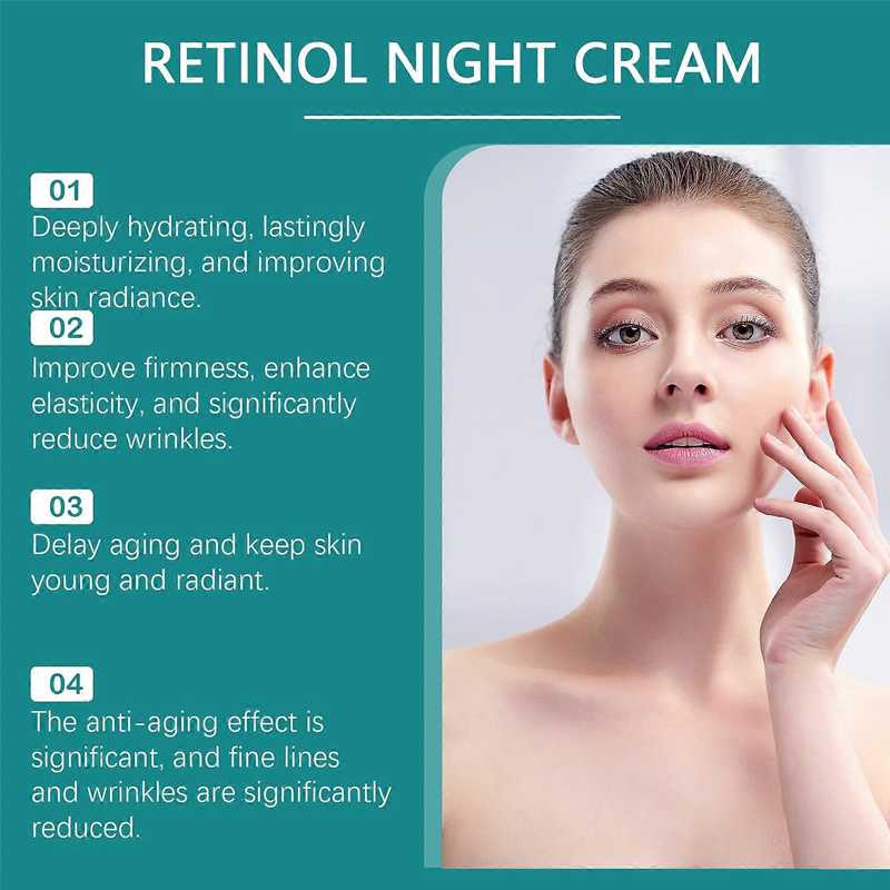 Retinol Night Cream, Retinol Anti-Aging Night Cream with Hyaluronic Acid & Vitamin C, Anti-Aging Cream for Oily & Dry Skin