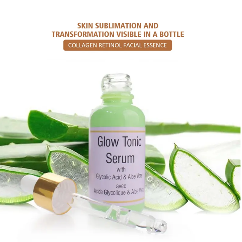 30ml Organic Exfoliating Glow Tonic Serum β Glycolic Acid & Aloe Vera, Moisturizing Skin Treats Serum