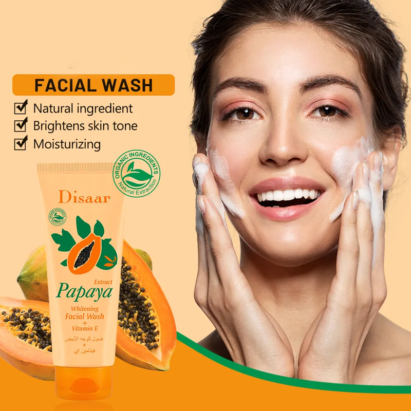 Disaar Papaya Facial Wash with Vitamin E โ Gentle Cleansing & Brightening for Radiant Skin