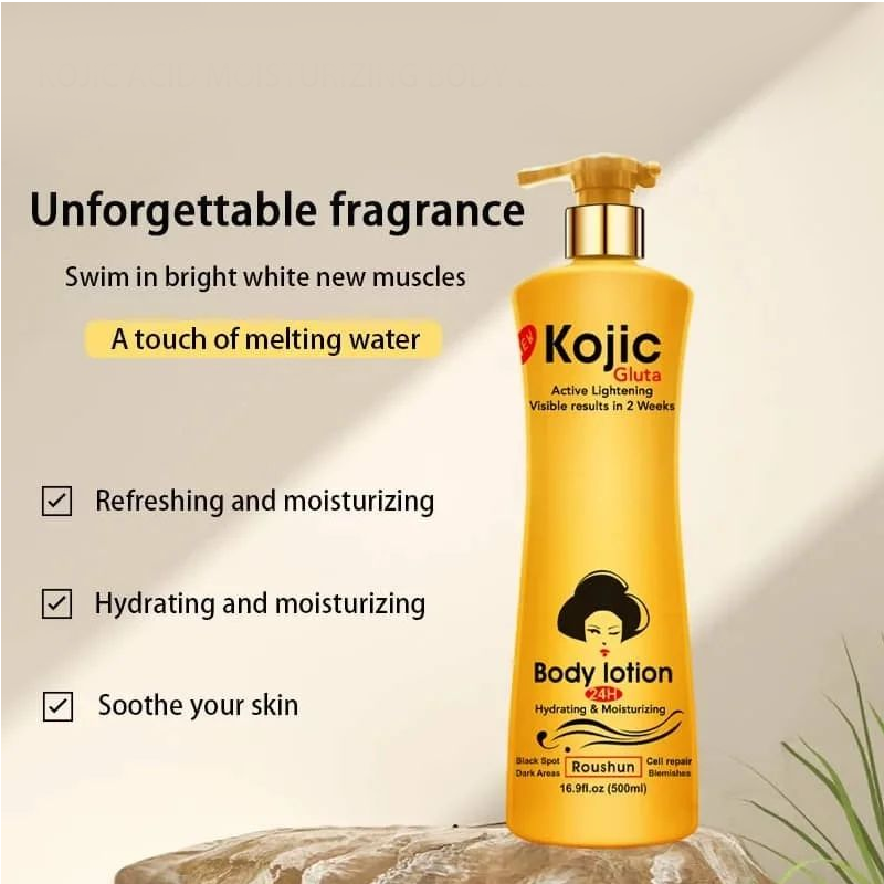 Kojic Gluta Body Lotion 500ml โ Active Lightening, Hydrating & Moisturizing Formula for Visible Results in 2 Weeks