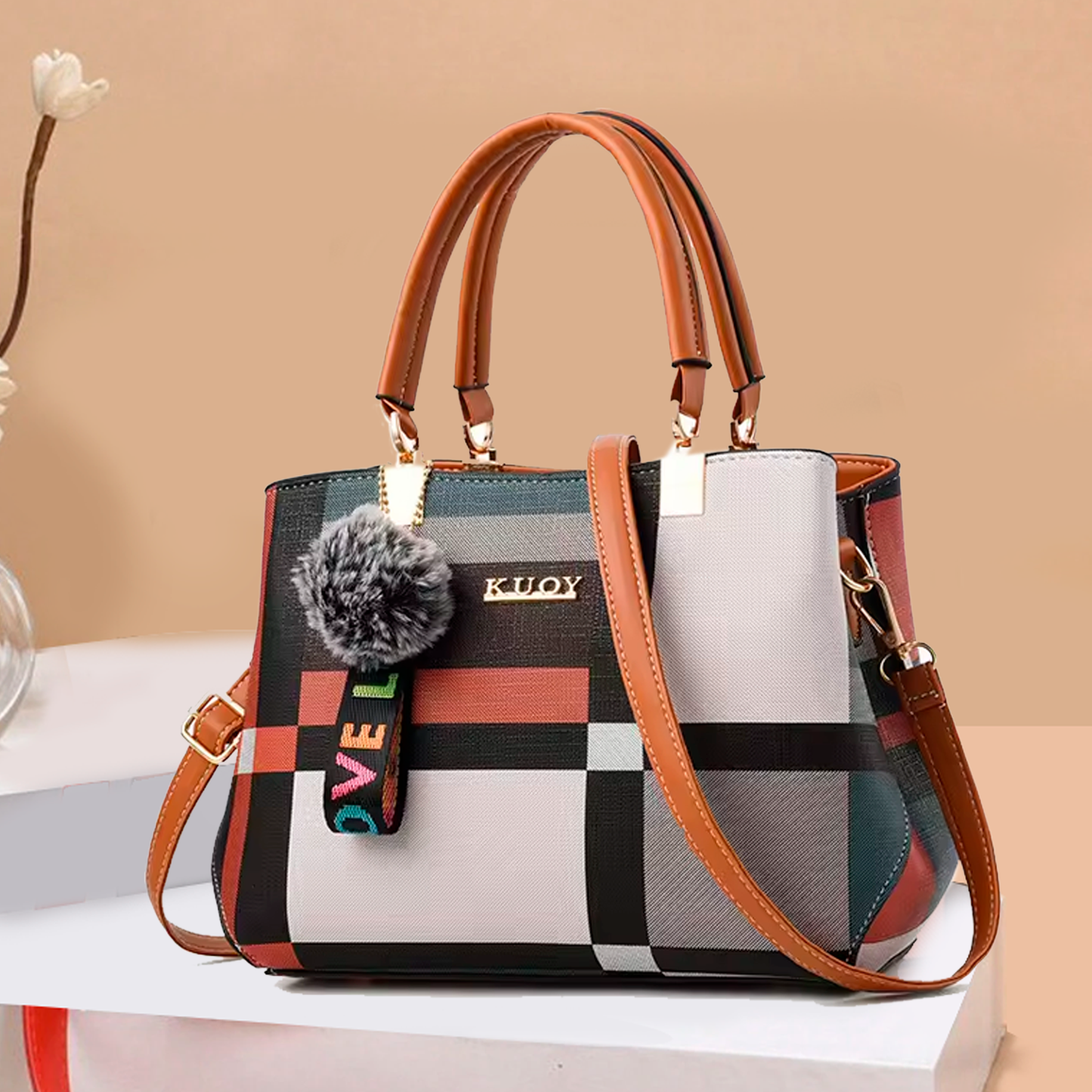 Women's Leather Handbag | Tote Shoulder Bag & Crossbody Purse | Messenger Tote Bag