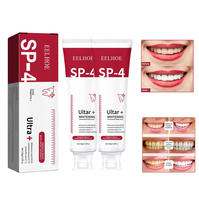 Yayashi Sp-4 Toothpaste, Sp-4 Probiotic Toothpaste, SP-4 Whitening Toothpaste, SP-4 Whitening and Stain-Removing Probiotic Toothpaste, Clean Teeth and Freshens Breath (2 Pieces)