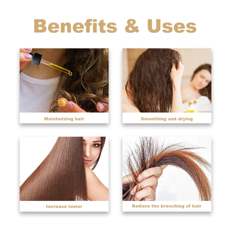 Argan Hair Oil โ Natural Nourishing Moroccan Argan Oil 60ml | Non-Greasy Oil Control, Hair Regrowth, Strengthening for Dry, Damaged Hair & Growth