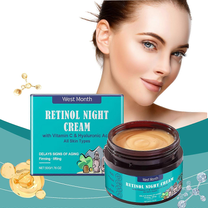 Retinol Night Cream, Retinol Anti-Aging Night Cream with Hyaluronic Acid & Vitamin C, Anti-Aging Cream for Oily & Dry Skin