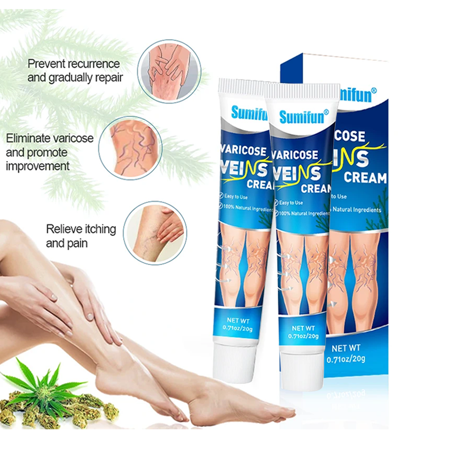 2Pcs Varicose Veins Cream 20G โ Soothing Relief & Support for Varicose Vein Treatment