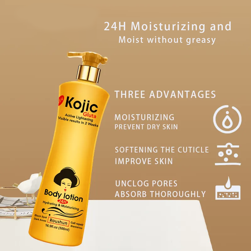 Kojic Gluta Body Lotion 500ml โ Active Lightening, Hydrating & Moisturizing Formula for Visible Results in 2 Weeks