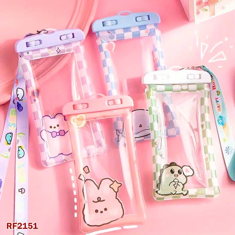 Mobile Phone Cute Cartoon Transparent Airbag Waterproof Bag - Quicksand Shockproof Swimming Hanging Bag