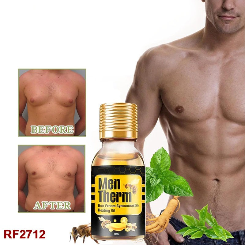 Men Therm Bee Venom Mentherm Bee Venom Gynecomastia Heated Oil, 15ml Mentherm Bee Venom Oil for Men, Mentherm Bee Venom Gel, Gynecomastia Firming Oil