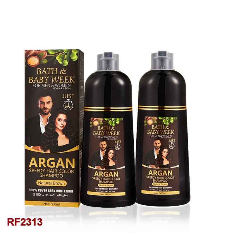 2Pcs Argan Hair Color Shampoo for Men and Women โ 500ML + 500ML , Nourishing & Long-Lasting Hair Dye Solution