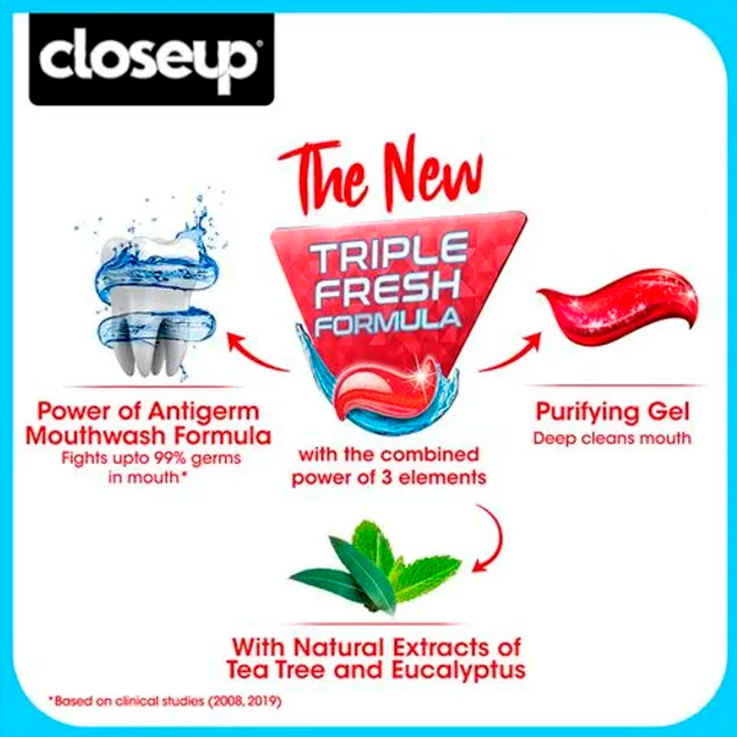 Close Up Triple Fresh Formula Everfresh Gel Toothpaste | 12 Hours Fresh Breath & Sparkling White Smile | Red Hot Flavor | 42g