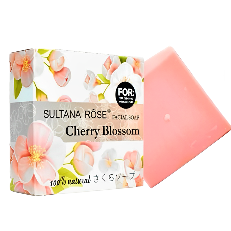 Sultana Rose Cherry Blossom Deep Cleaning Facial Soap โ 100g for Radiant & Clear Skin