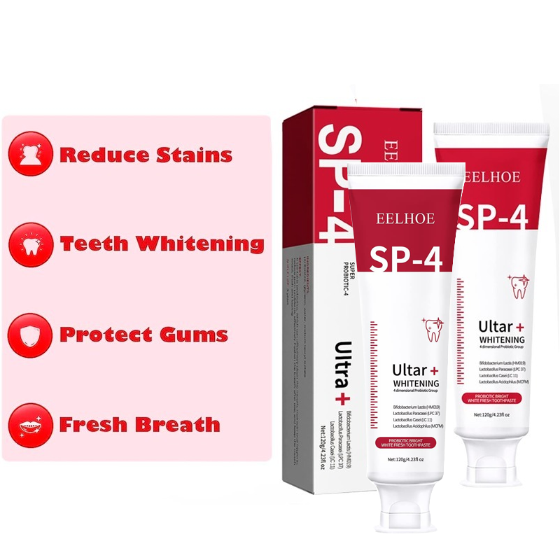 Yayashi Sp-4 Toothpaste, Sp-4 Probiotic Toothpaste, SP-4 Whitening Toothpaste, SP-4 Whitening and Stain-Removing Probiotic Toothpaste, Clean Teeth and Freshens Breath (2 Pieces)
