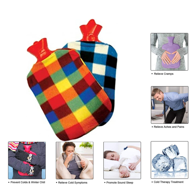 Large Hot Water Bottle with Soft Fleece Cover – Perfect for Aches, Cramps & Pains Relief