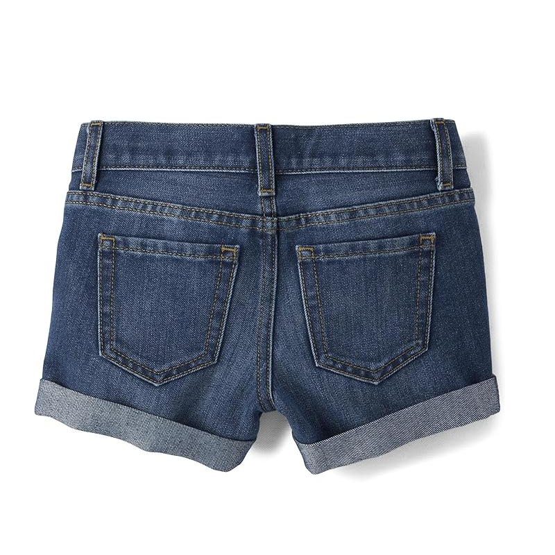 Women's Ripped Denim Jean Shorts – Stretchy Mid-Waisted Folded Hem Shorts (Assorted Designs)