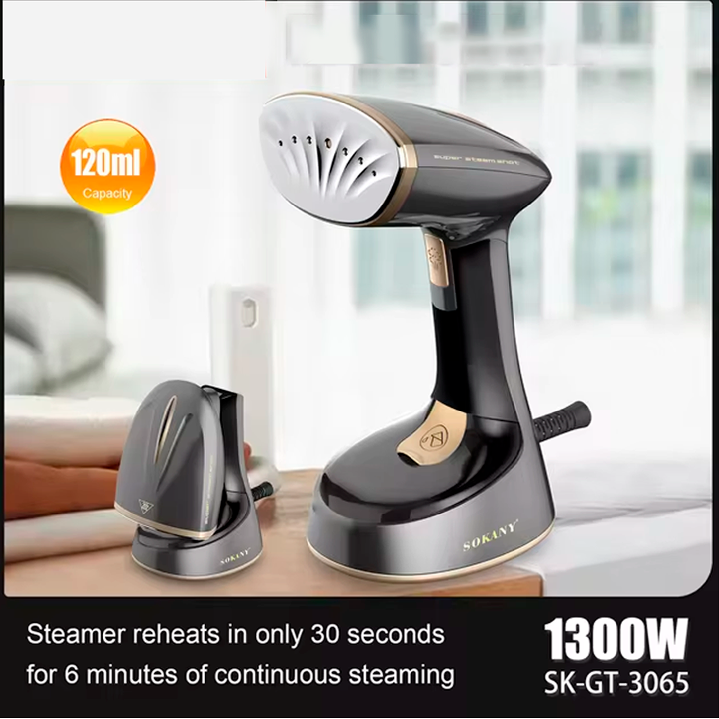 Vertical Iron, Travel Iron 1300W Water Tank, Portable Iron for Easy and Fast Wrinkle Removal - Perfect for Travel & Home Use