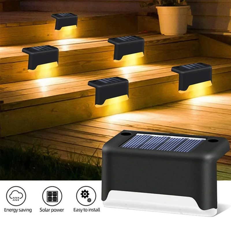 Solar Deck Lights Outdoor Solar Step Lights IP65 Waterproof LED Solar Fence Lights for Outdoor Stairs, Step, Fence, Railing, Yard, Patio and Pathway (Warm White)