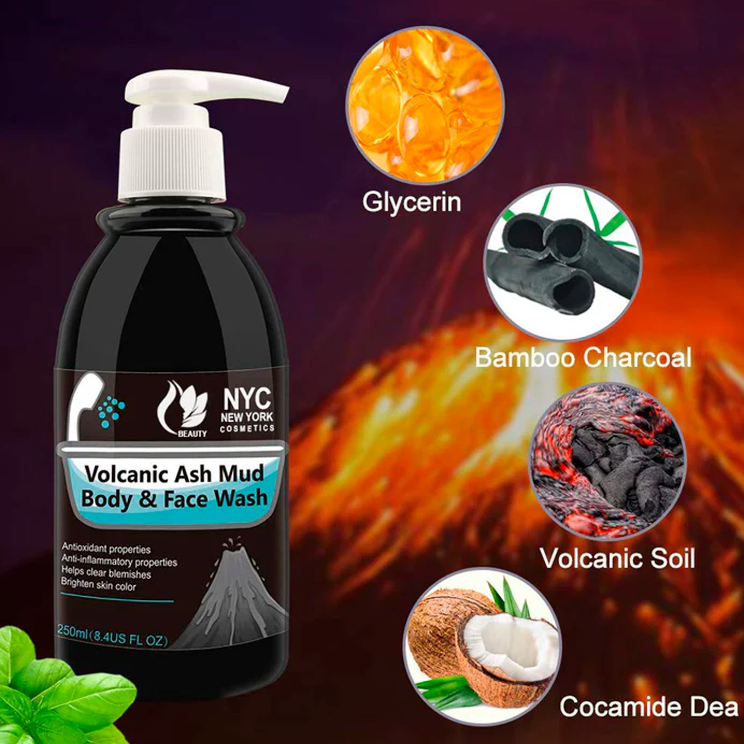 Volcanic Mud Shower Gel | Body Exfoliator & Deep Cleansing Wash for Men and Women | 250ml
