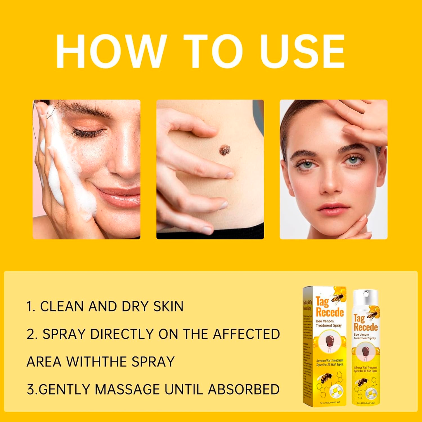 Tag Recede Bee Venom Treatment Spray | Natural Bee Venom Spray for Skin Tags & Blemishes