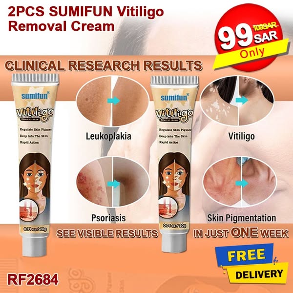2PCS Sumifun White Spot Cream, White Spot Remover, Vitiligo Cream Natural Treatment for Skin Pigmentation