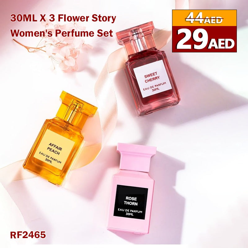 Eau de Parfum Spray, Fragrance Set for Women, 3 x 30 ml, Women's Perfume, Floral Fruity, Refreshing Cherry Perfume, 3 Different Fragrances, Fine Mist Perfume Set, Women's Fragrance
