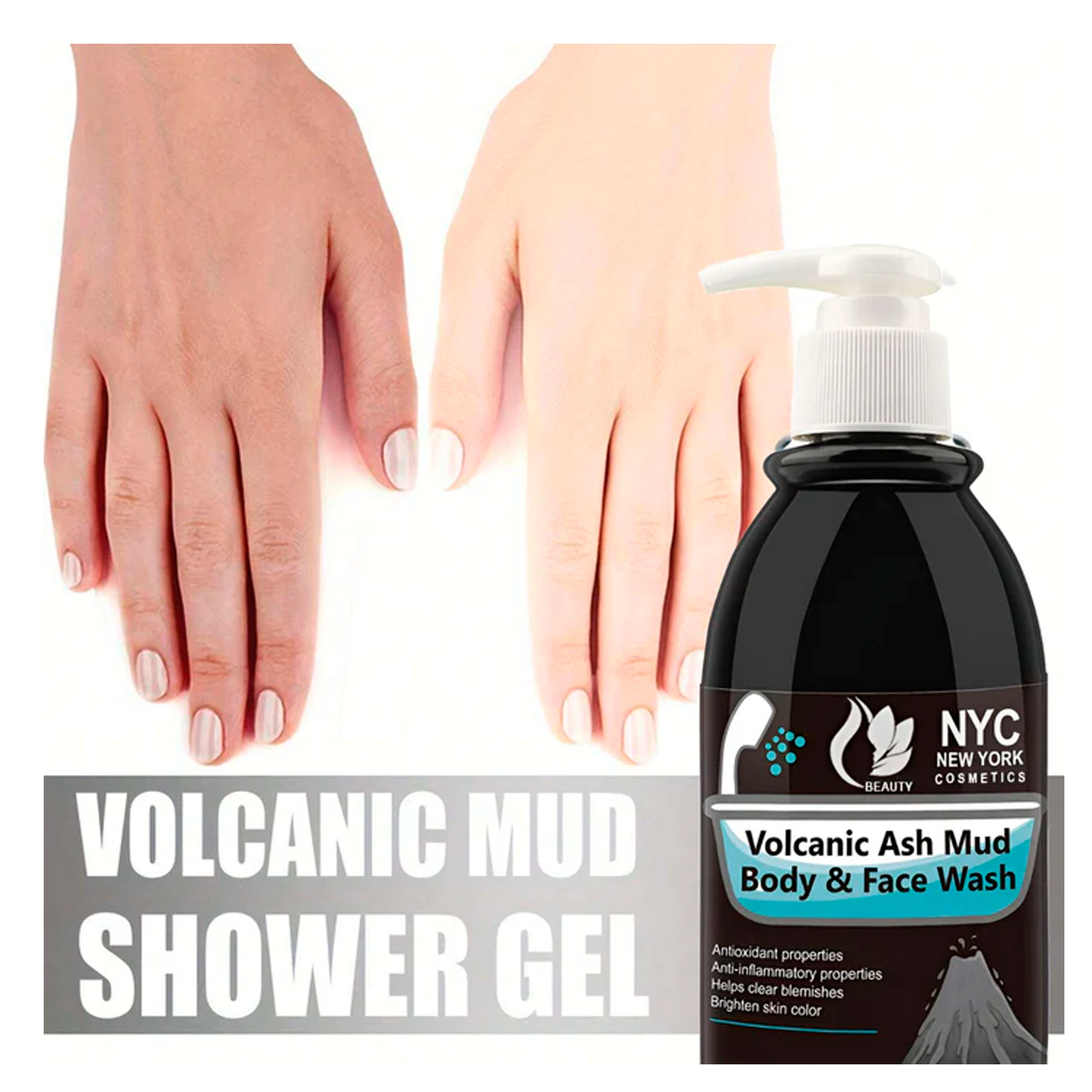 Volcanic Mud Shower Gel | Body Exfoliator & Deep Cleansing Wash for Men and Women | 250ml