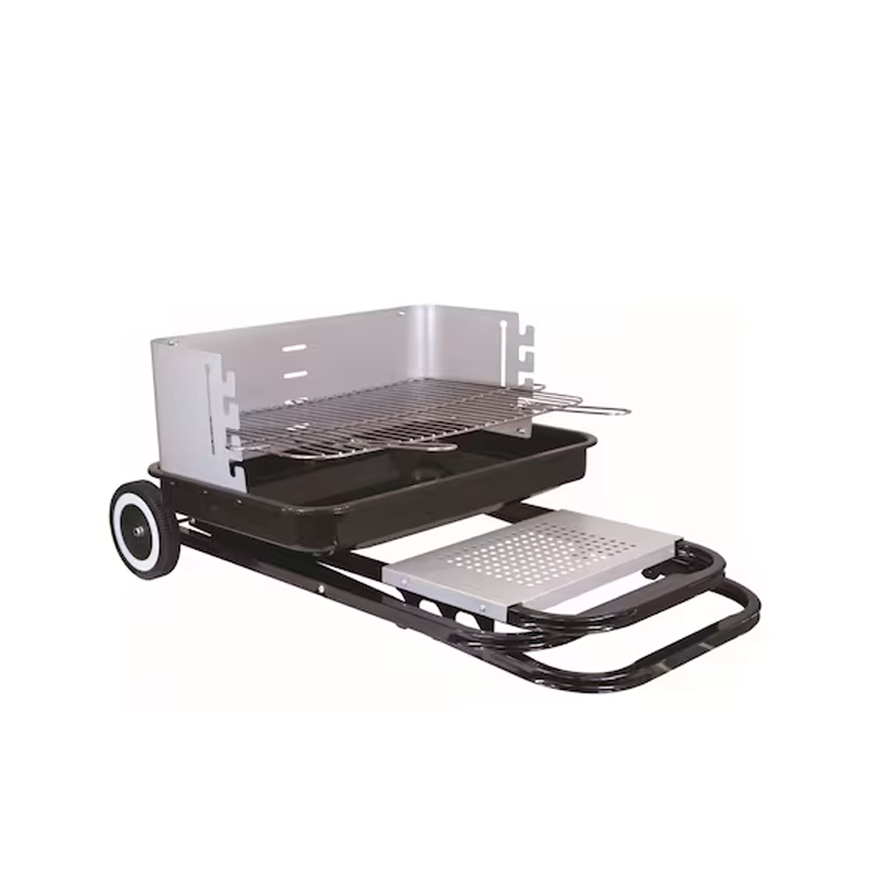 Foldable BBQ Charcoal Grill Trolley with Wheels - Outdoor Cooking