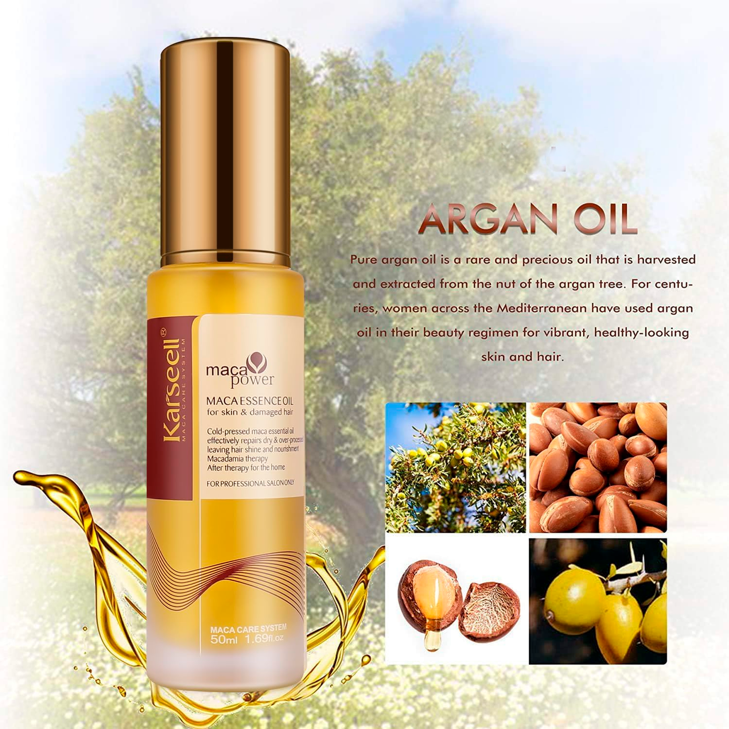 Karseell Maca Essence Oil for Skin & Damaged Hair โ 50ml Nourishing Treatment