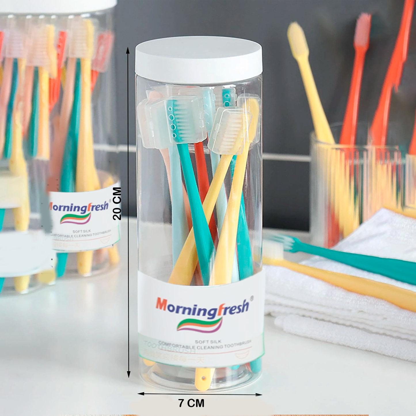 Morning Fresh Soft Silk TootSoft Rubber Handle Toothbrush Medium Nylon Bristles Eco-Friendly Home Use Adult Toothbrush Free Sample Available Small Cap Size 8PCS