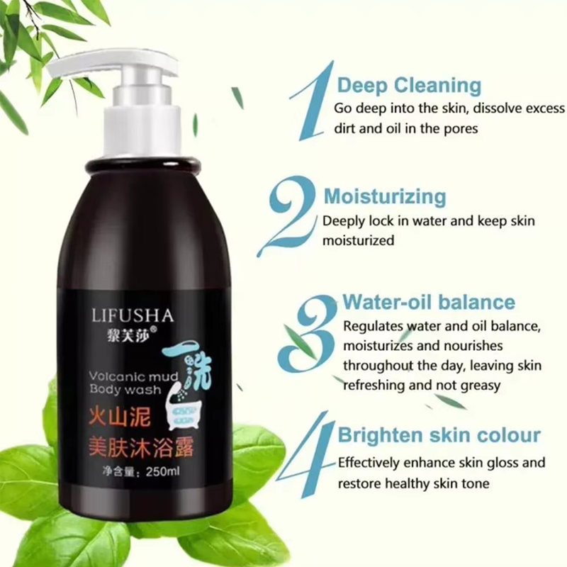 JANGOU Volcanic Mud Body Wash - 3-in-1 Whitening & Moisturizing Formula