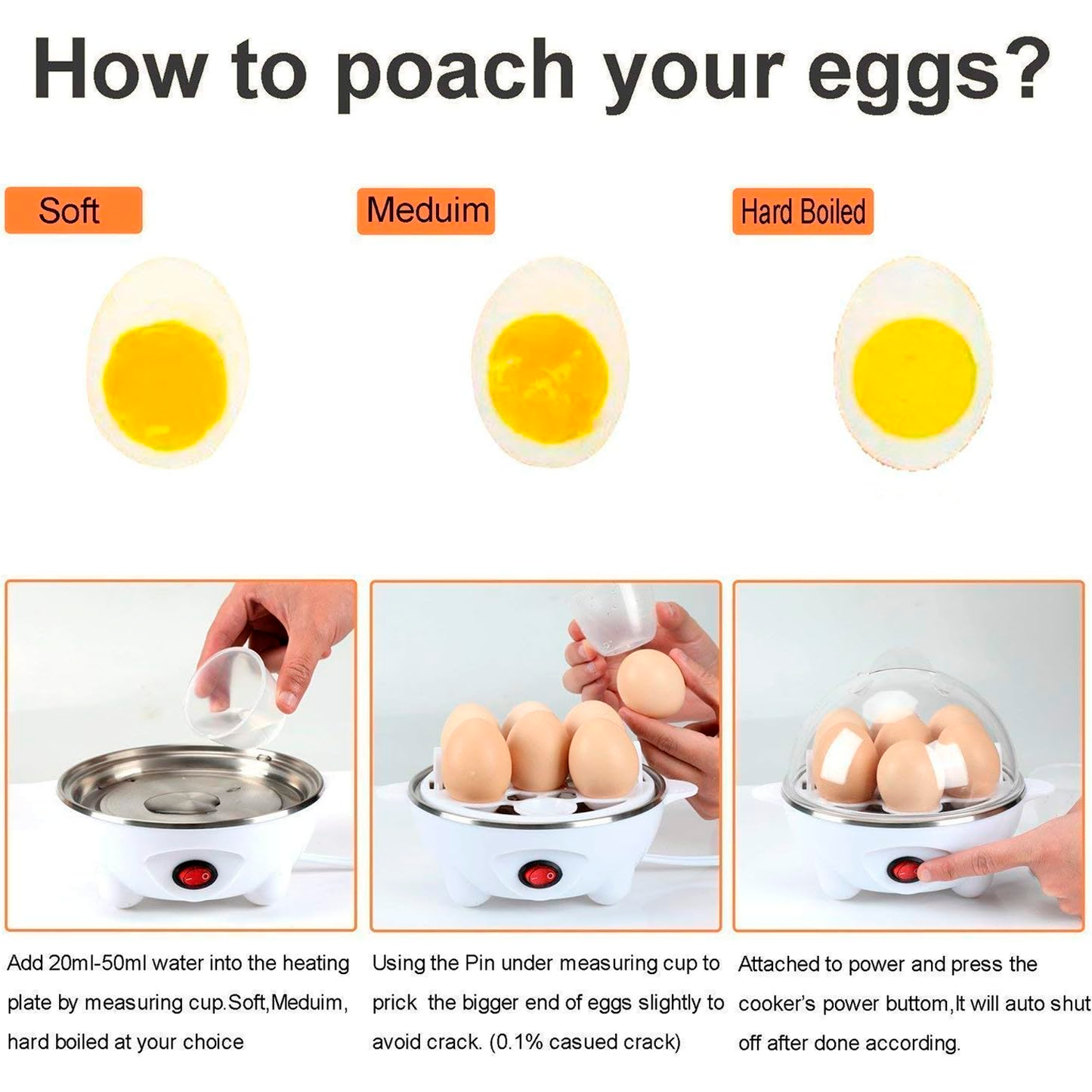 Electric 7-Piece Egg Boiler | Fast & Easy Egg Cooker
