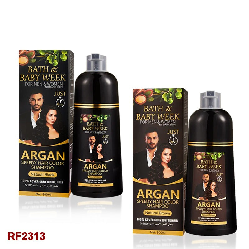 2Pcs Argan Hair Color Shampoo for Men and Women โ 500ML + 500ML , Nourishing & Long-Lasting Hair Dye Solution
