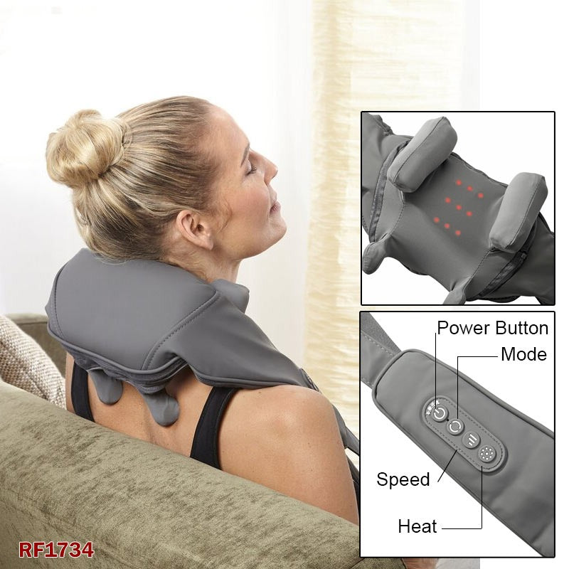Cordless Neck and Shoulder Massager with Heat - Deep Tissue 4D Expert Kneading Massage Pillow for Ultimate Relaxation