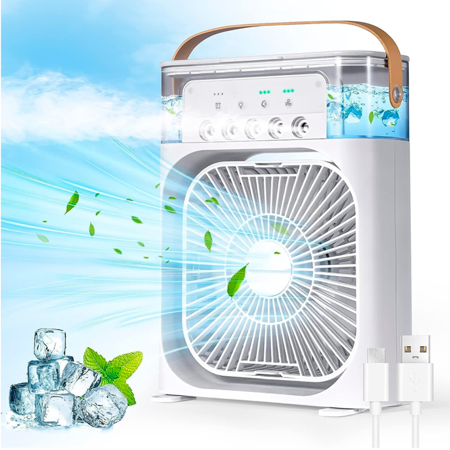 Portable Personal Air Cooler with LED Lights, Timer & Adjustable Settings – Perfect for Any Space