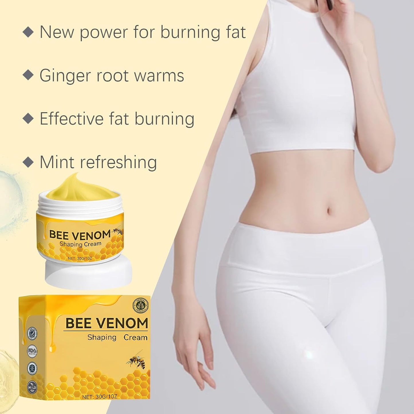 Bee-venom Cellulite Reduction Cream Fats Burning Weight Lose Cream For Waist Leg Belly 2 Pack